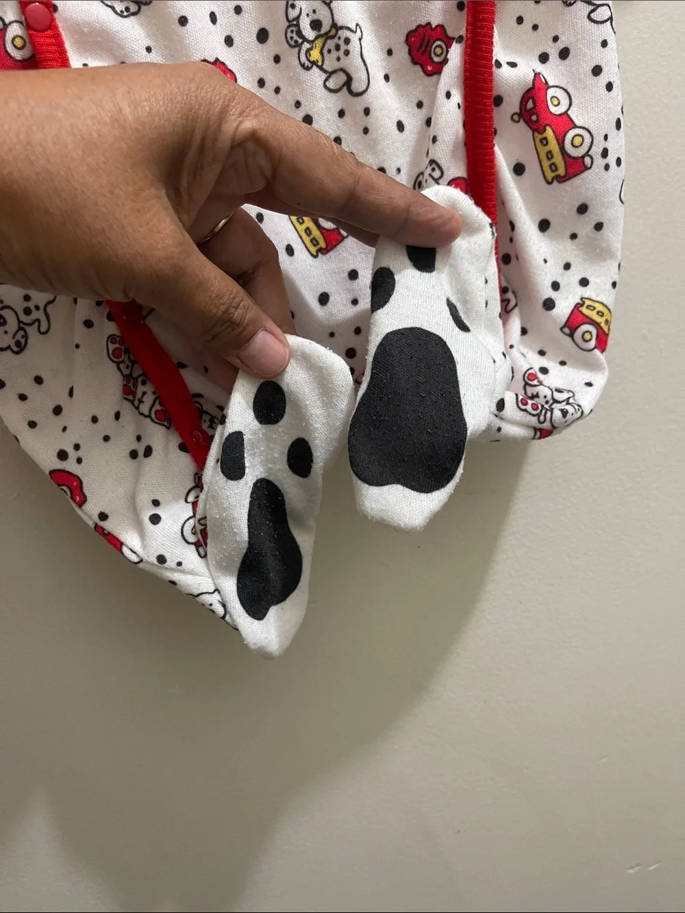 Vintage Buster Brown Footie One-Piece Sleeper Firemen Dalmatians Red Trim Sz 0/3
